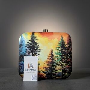 Handcrafted Colorful EVERGREEN Print Clutch